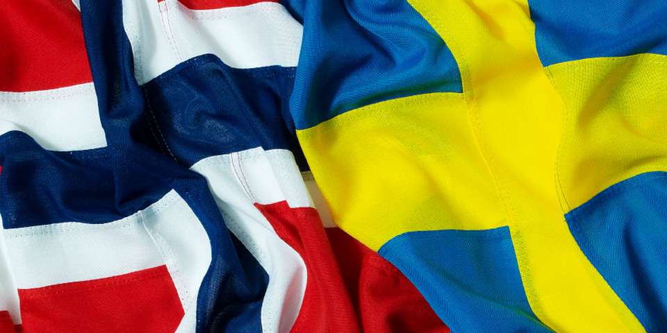 Norska och svenska flaggorna