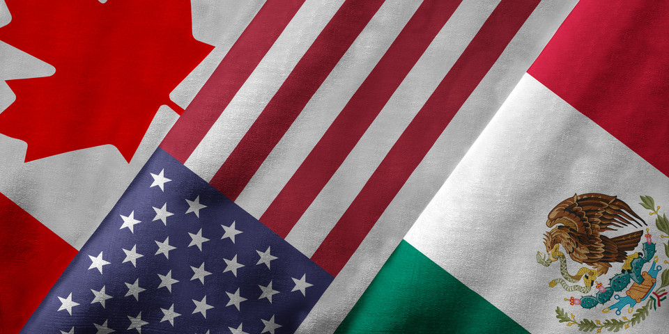 Flaggor Kanada, USA och Mexiko