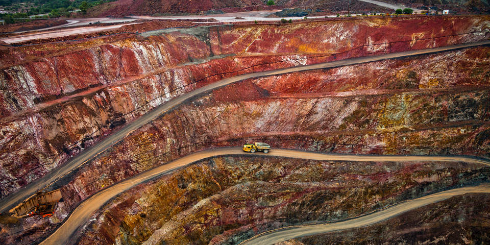 big mining hole with roads on the sides